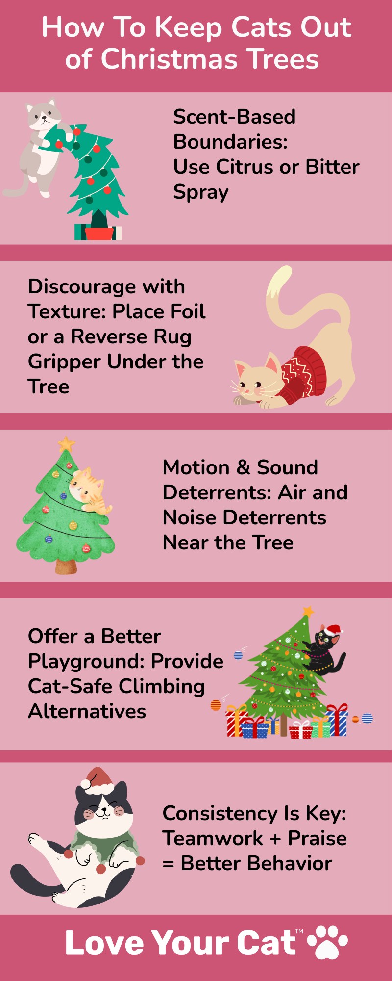 Infographic how to keep cats out of Christmas Tree